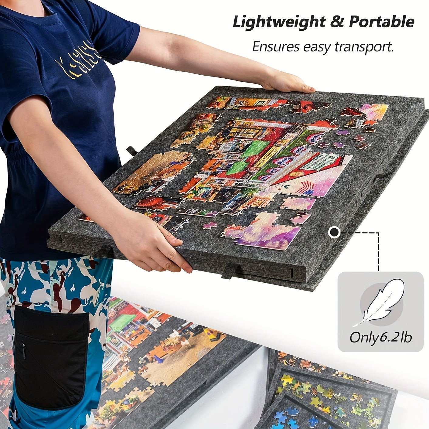 Ergo puzzelmap | Draagbaar Puzzelbord met 6 Lades en een Standaard, 1000 of 1500 stukjes