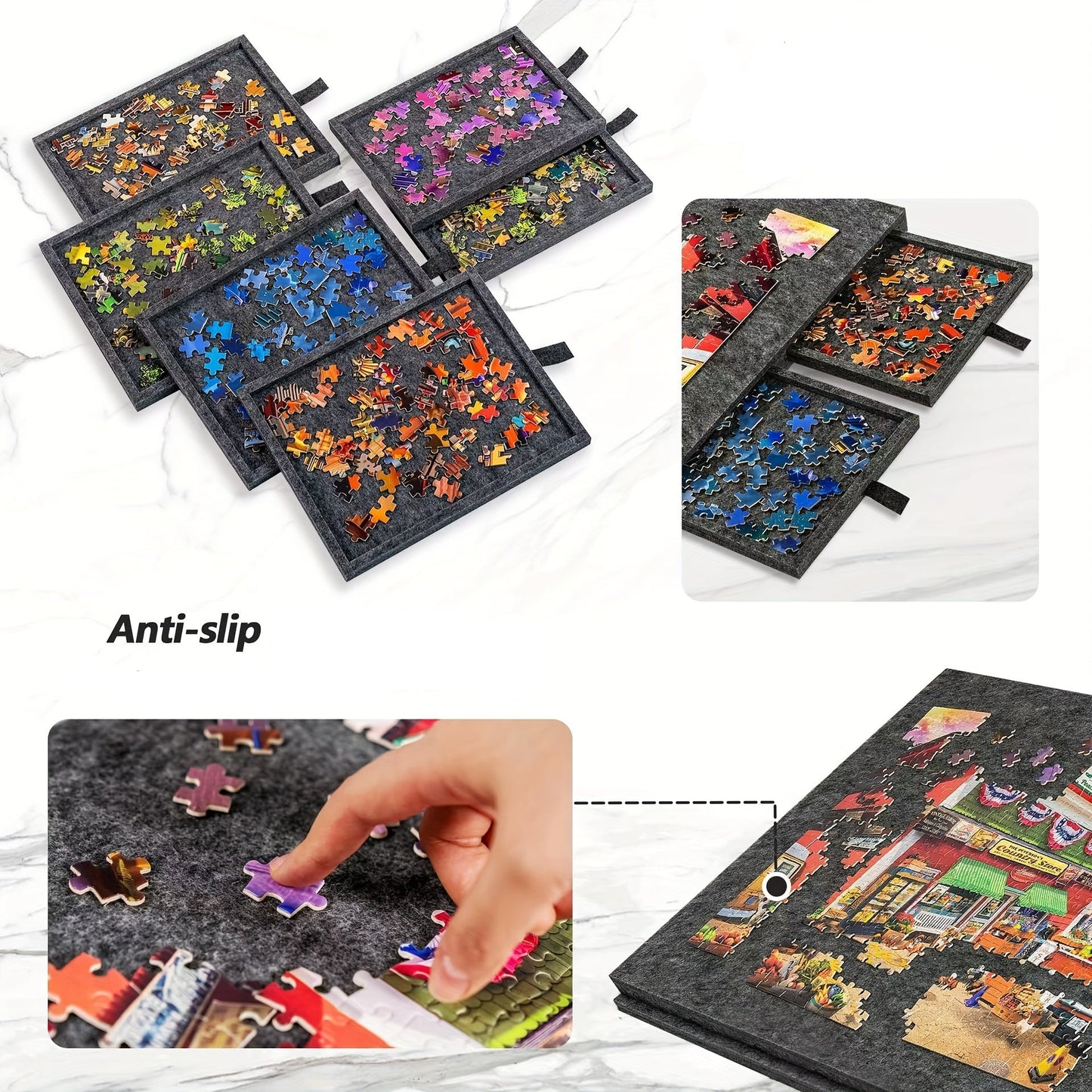 Ergo puzzelmap | Draagbaar Puzzelbord met 6 Lades en een Standaard, 1000 of 1500 stukjes