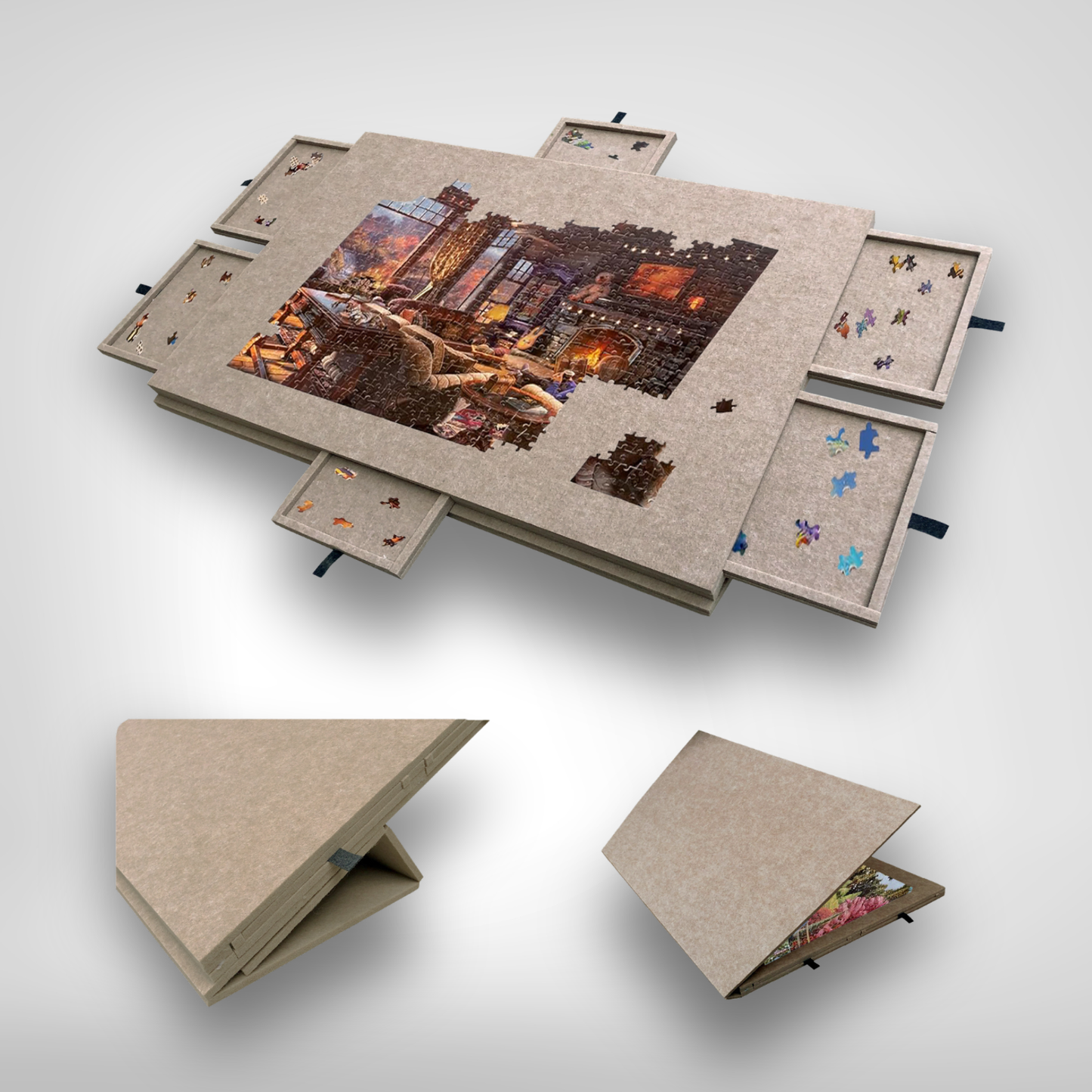 Ergo puzzelmap | Draagbaar Puzzelbord met 6 Lades, voor 1000 stukjes