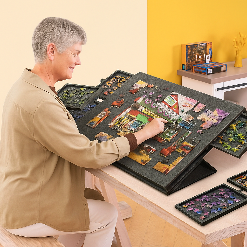 Ergo puzzelmap | Draagbaar Puzzelbord met 6 Lades, voor 1000 stukjes