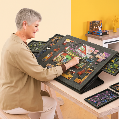 Ergo puzzelmap | Draagbaar Puzzelbord met 6 Lades, voor 1000 stukjes