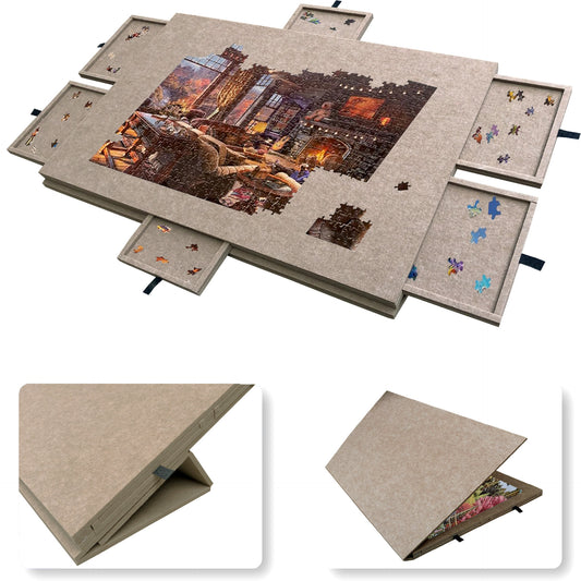 Ergo puzzelmap | Draagbaar Puzzelbord met 6 Lades en een Standaard, 1000 of 1500 stukjes